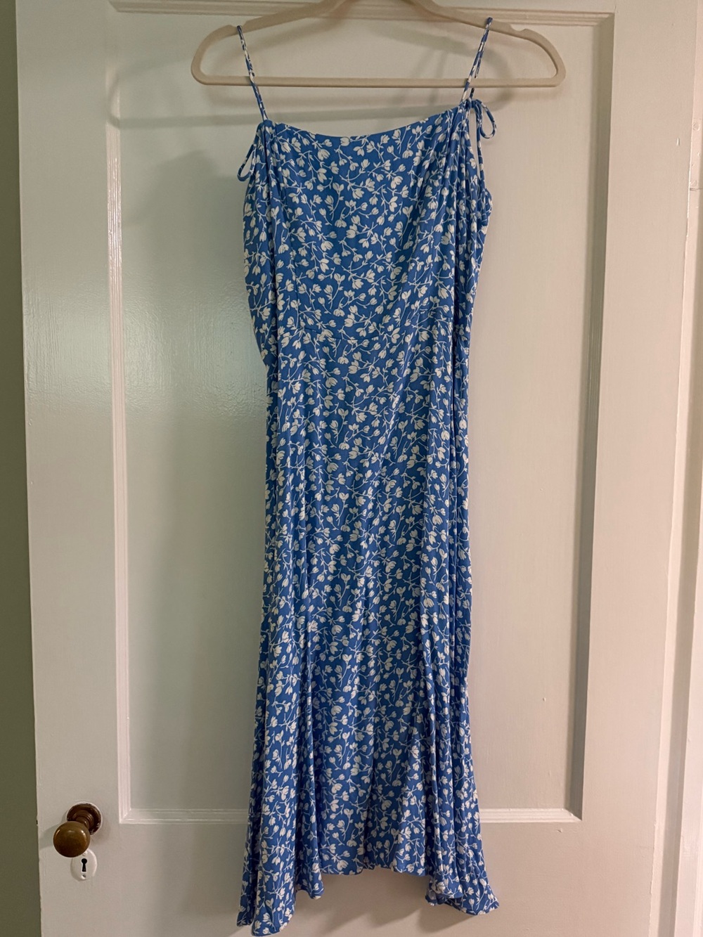 Reformation Blue and White Floral Midi Slip Dress